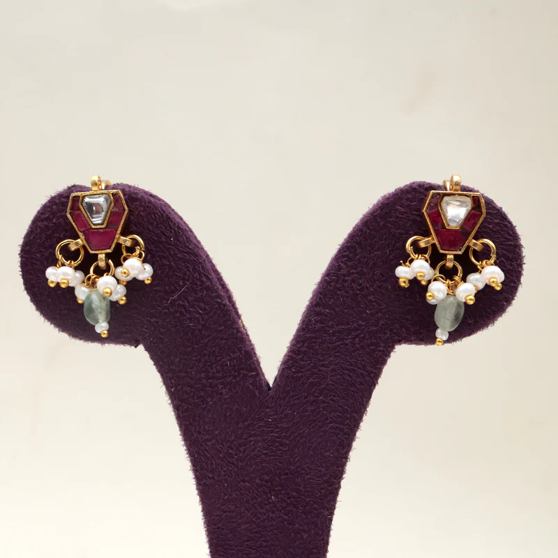 Premium Jadau Kundan Diamond Drop Press Bugadis
